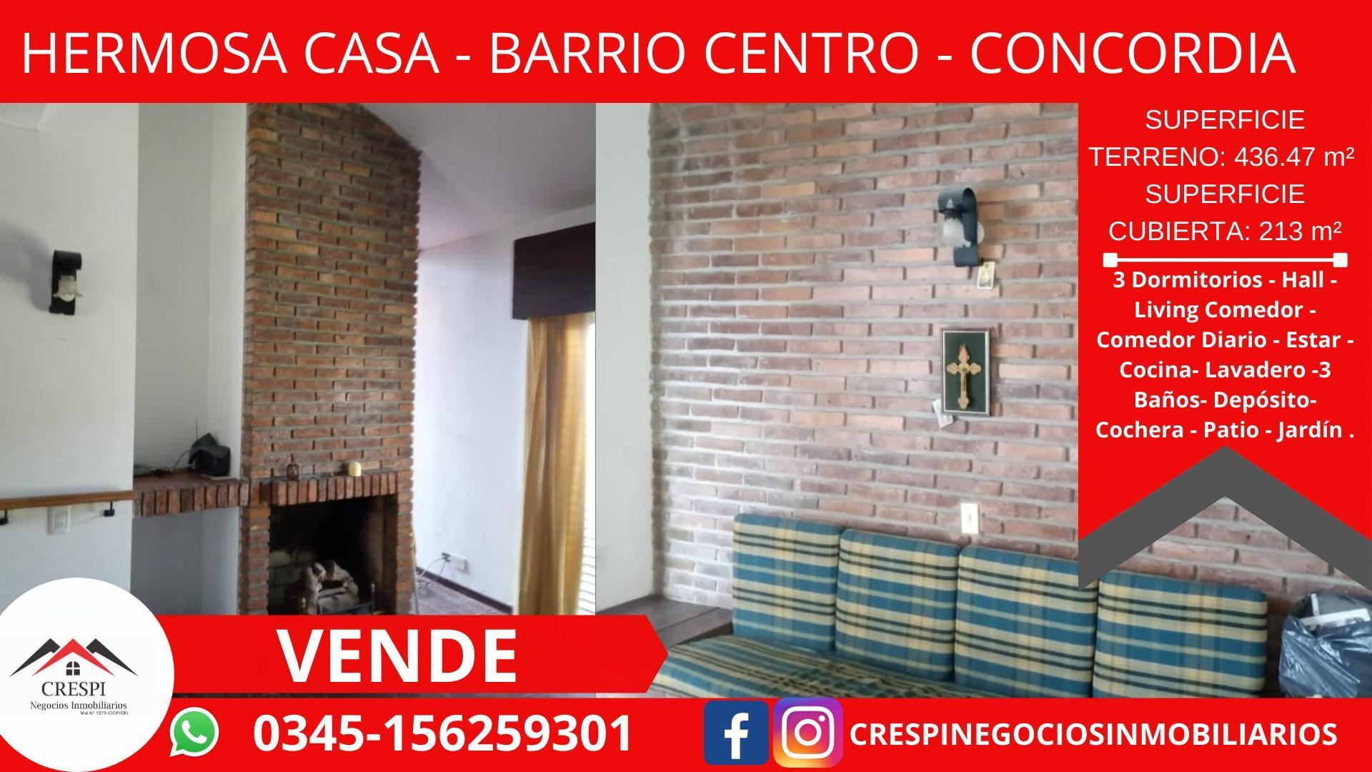 VENDO HERMOSA CASA EN BARRIO “CENTRO” Concordia- Entre Ríos.