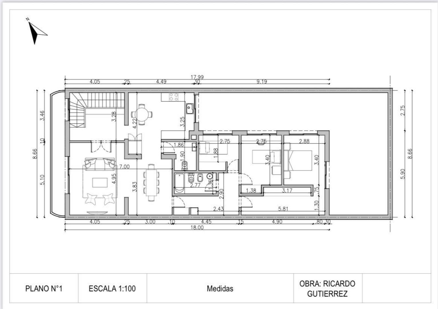 Depto Tipo Casa 4 ambientes con 2 baños
