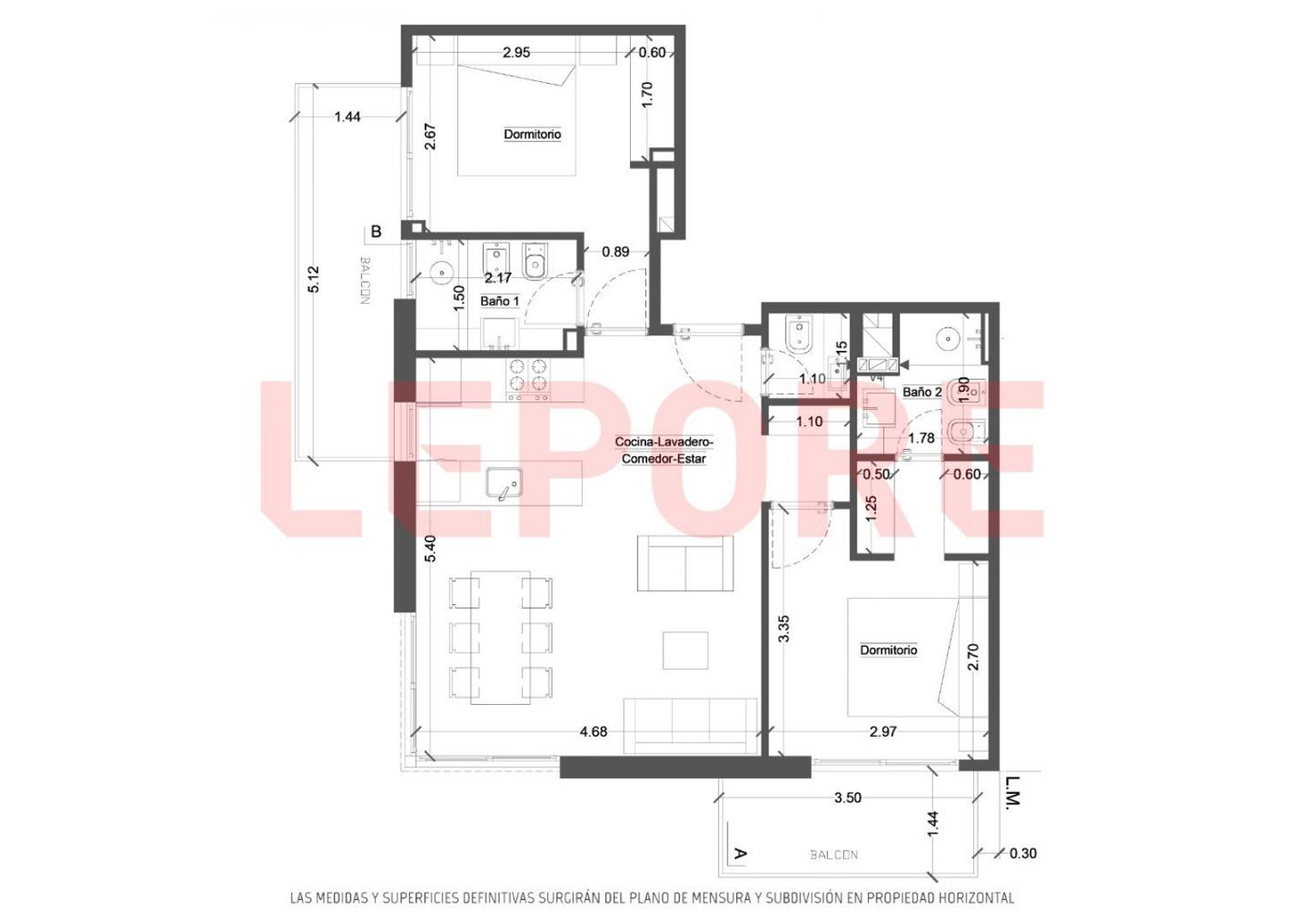 Departamento Monoambiente con 1 baño