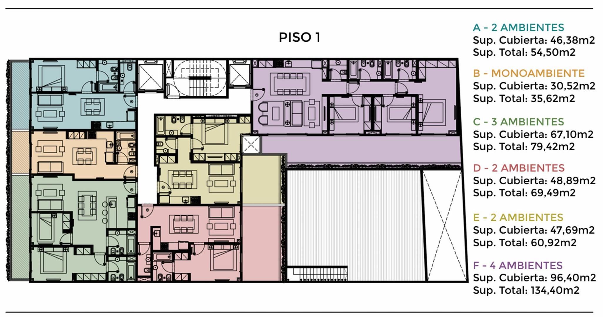 Departamento 2 ambientes con 1 baño