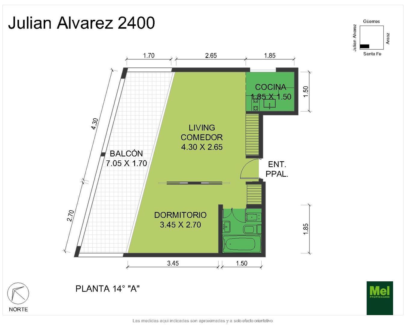 Julian Alvarez 2400, Piso 14