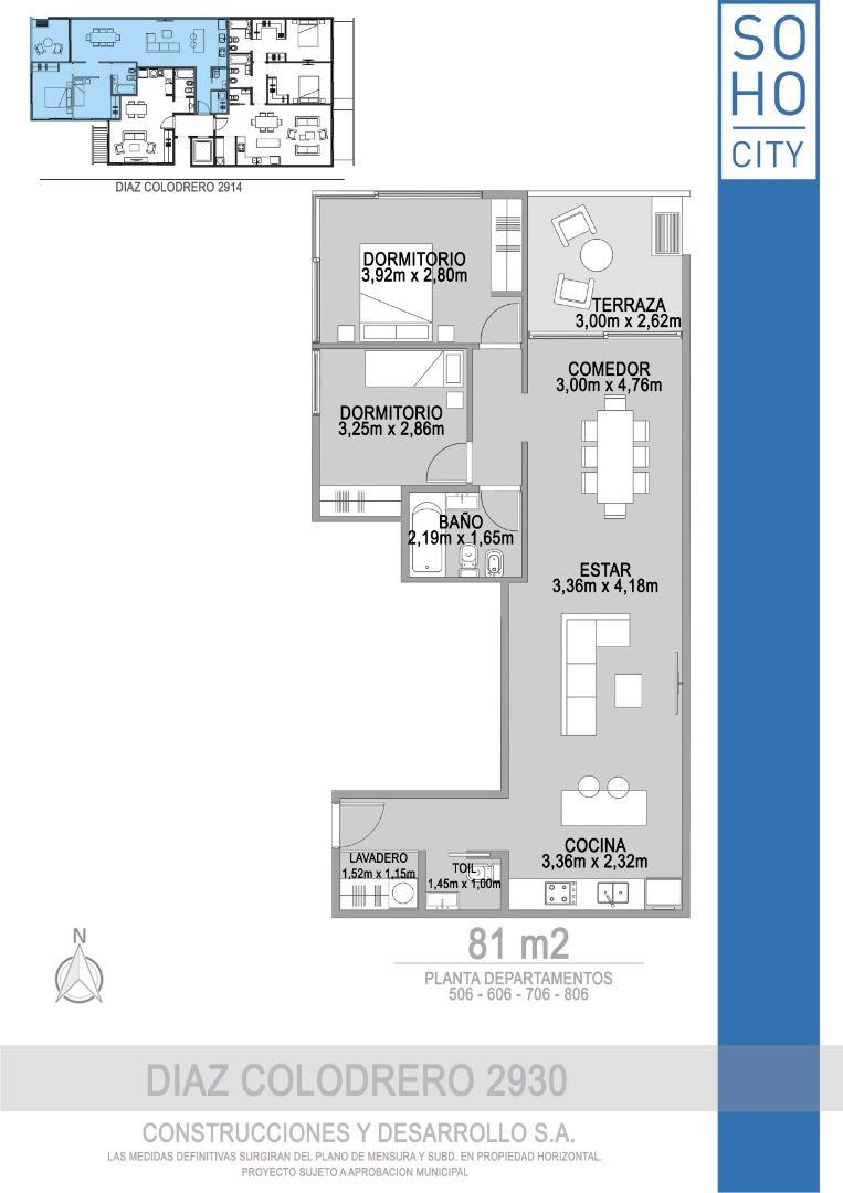 Departamento 3 ambientes con 2 baños