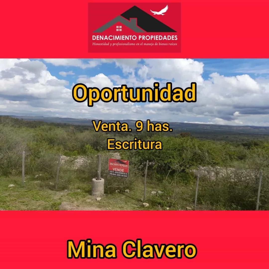 Campo de 9 hectáreas con escritura en Mina Clavero