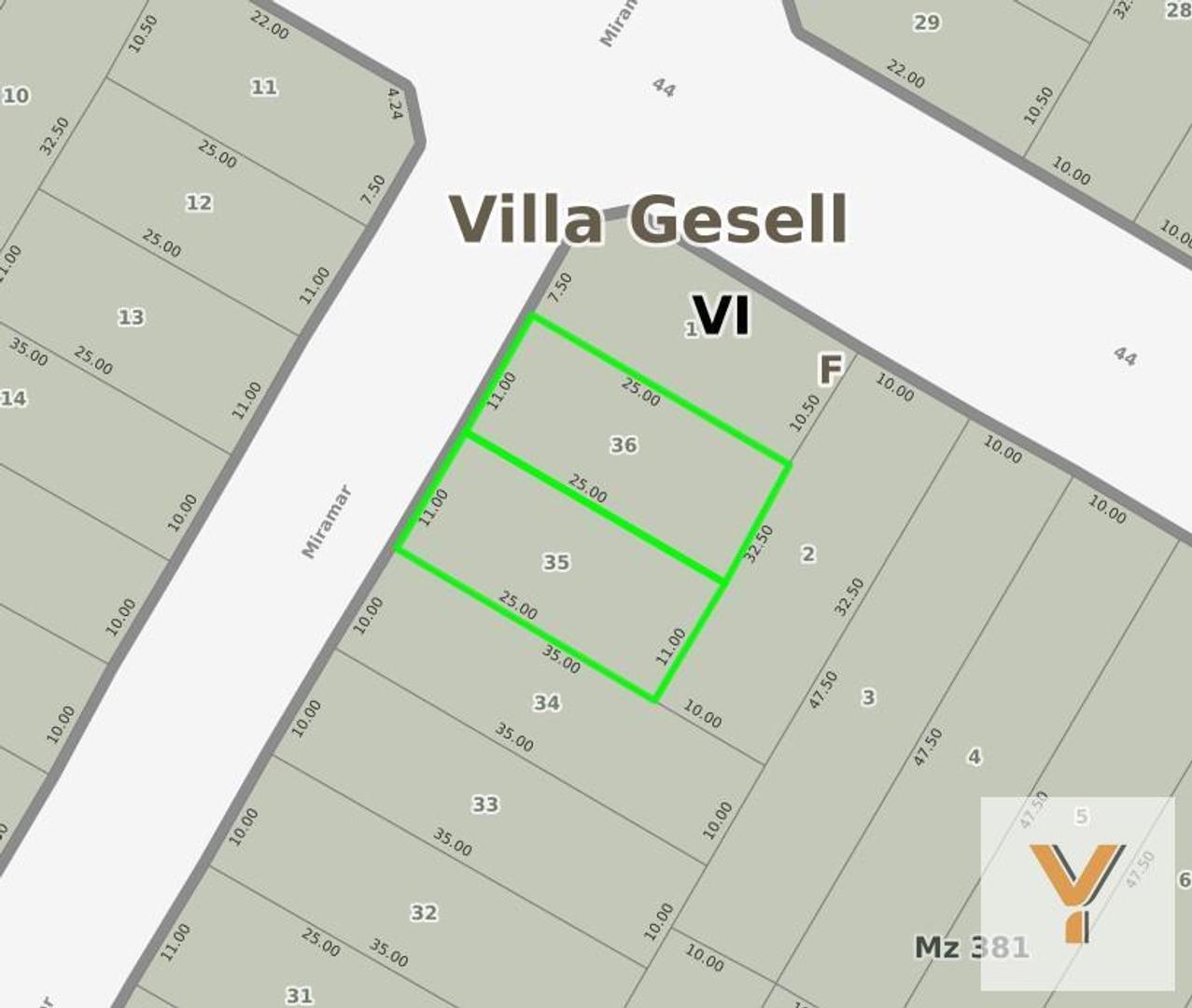 Terreno en Venta 25  mts Fondo