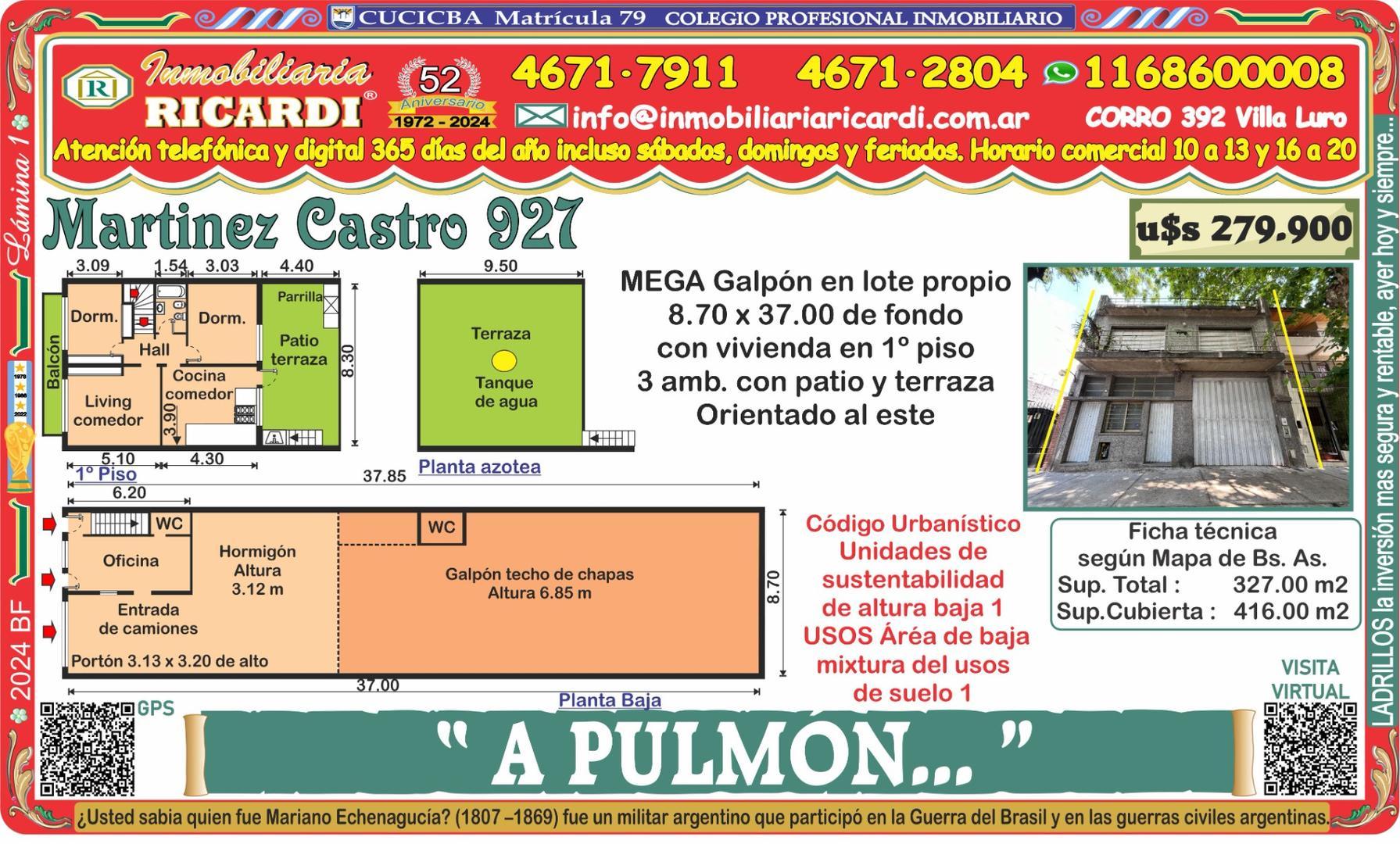 A PULMÓN... galpón lote propio + vivienda a reciclar 1º piso