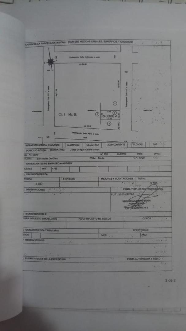 Terreno en Venta en San Andres de Giles, USD 32.000