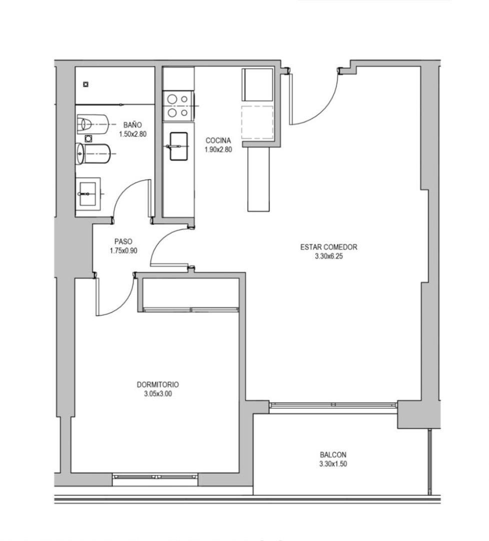 Departamento en Venta de 2 ambientes