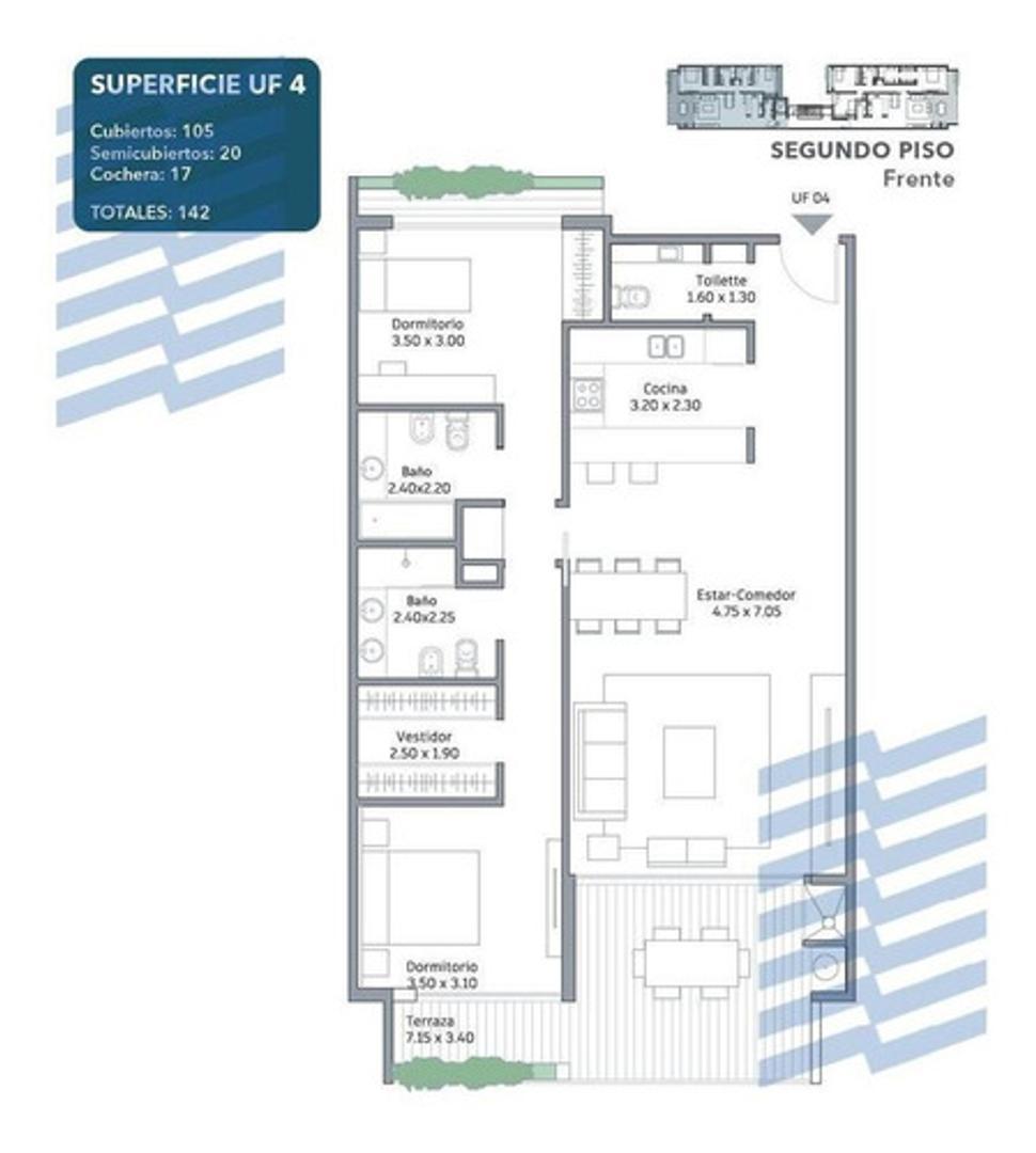 Semi Piso 4 Amb balcon terrazay cochera ss  8/2026