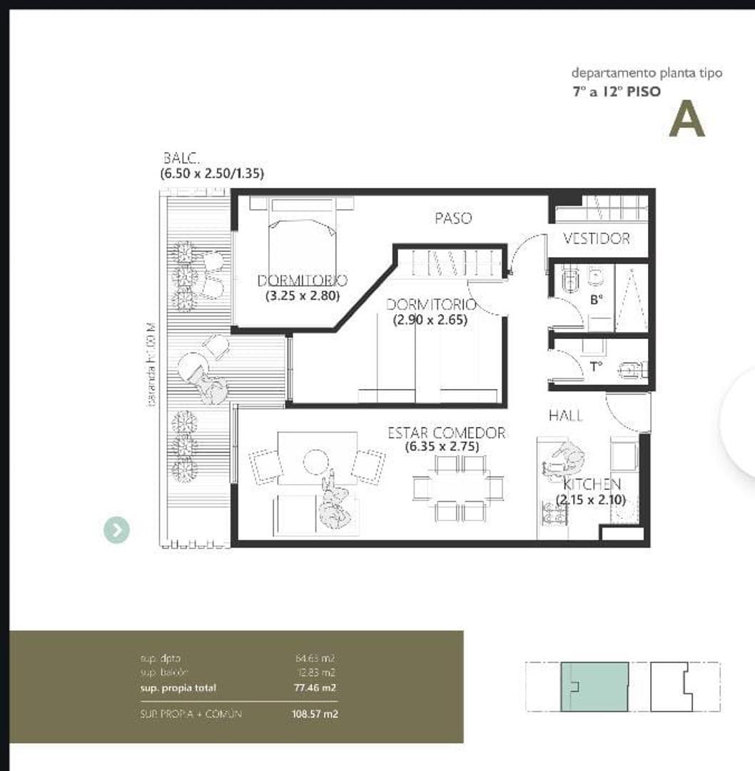 Departamento en Venta de 2 dormitorios