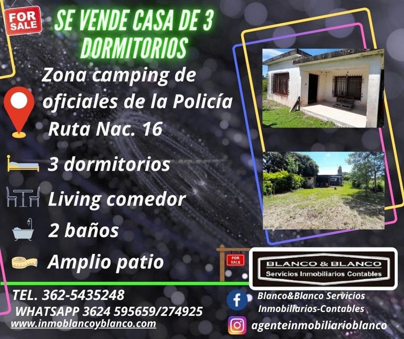 Se Vende casa de 3 dormitorios sobre ruta Nac. 16
