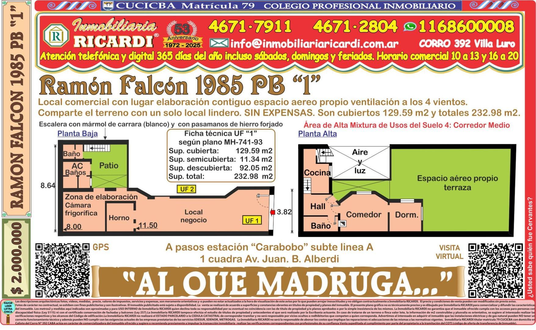 AL QUE MADRUGA... local + lugar elaboracion ventilac 4 vient