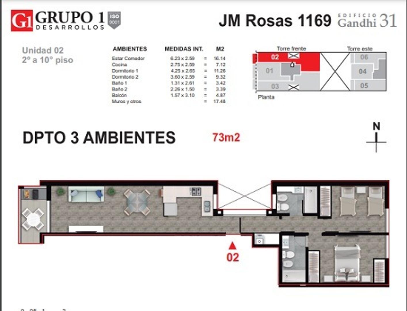Departamento en Venta con 1 cocheras