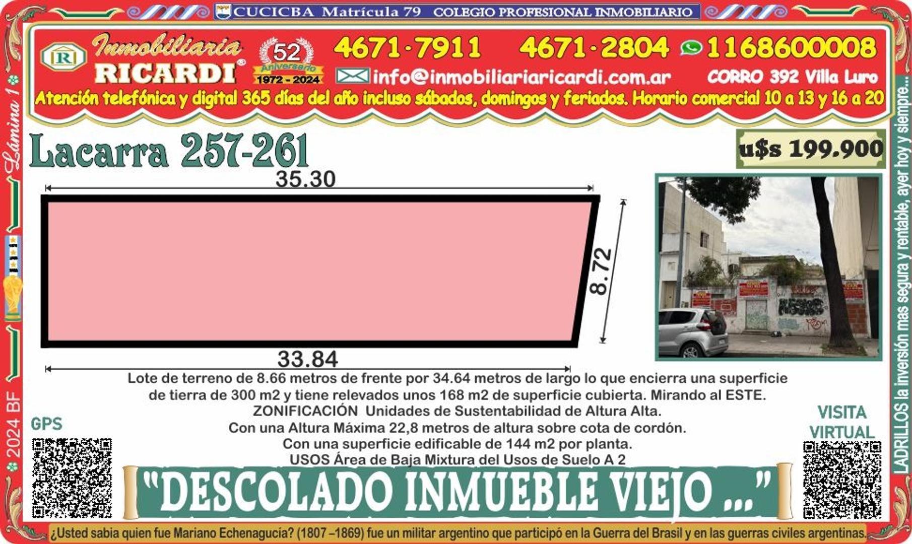 DESCOLADO INMUEBLE VIEJO - lote de terreno de 8.66x34.64