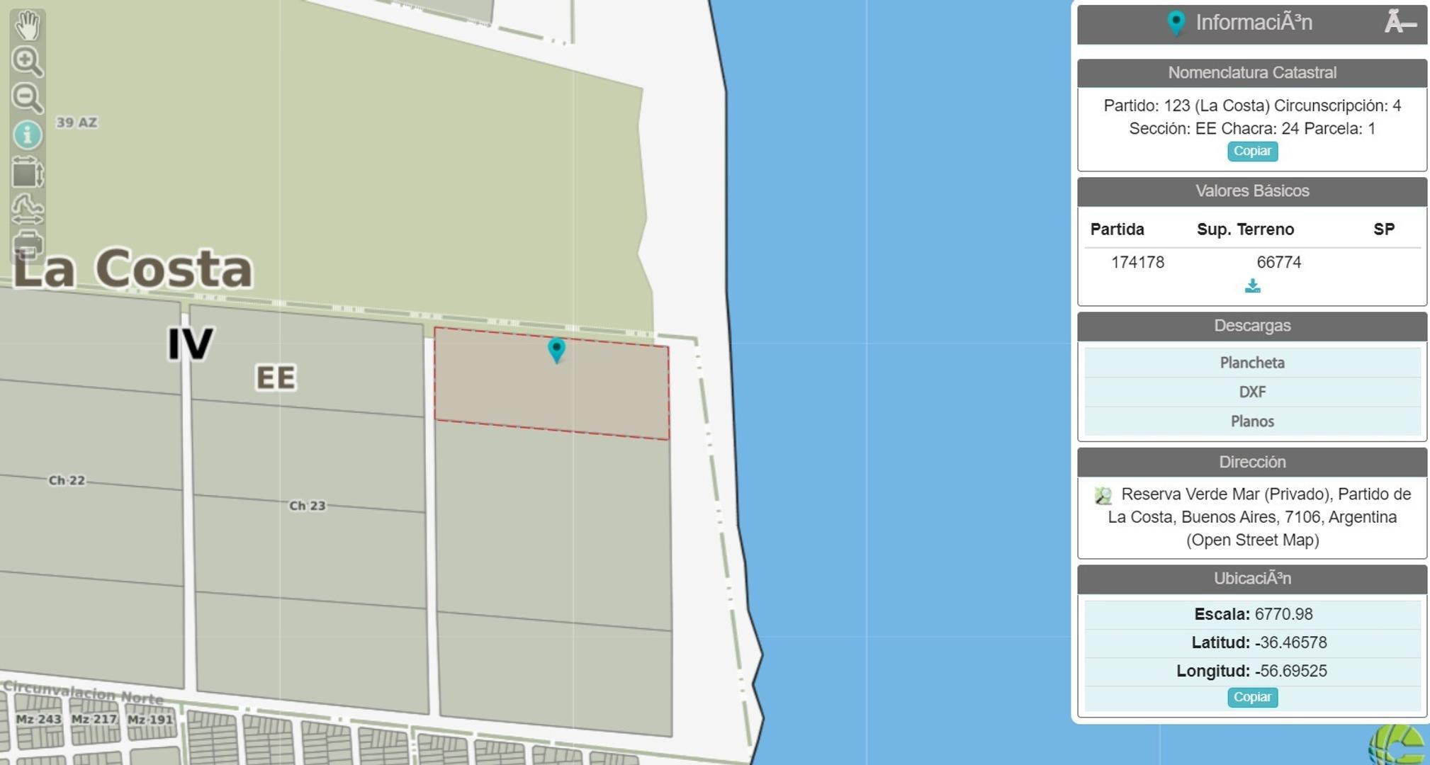 Campo en venta frente al mar en Las Toninas.