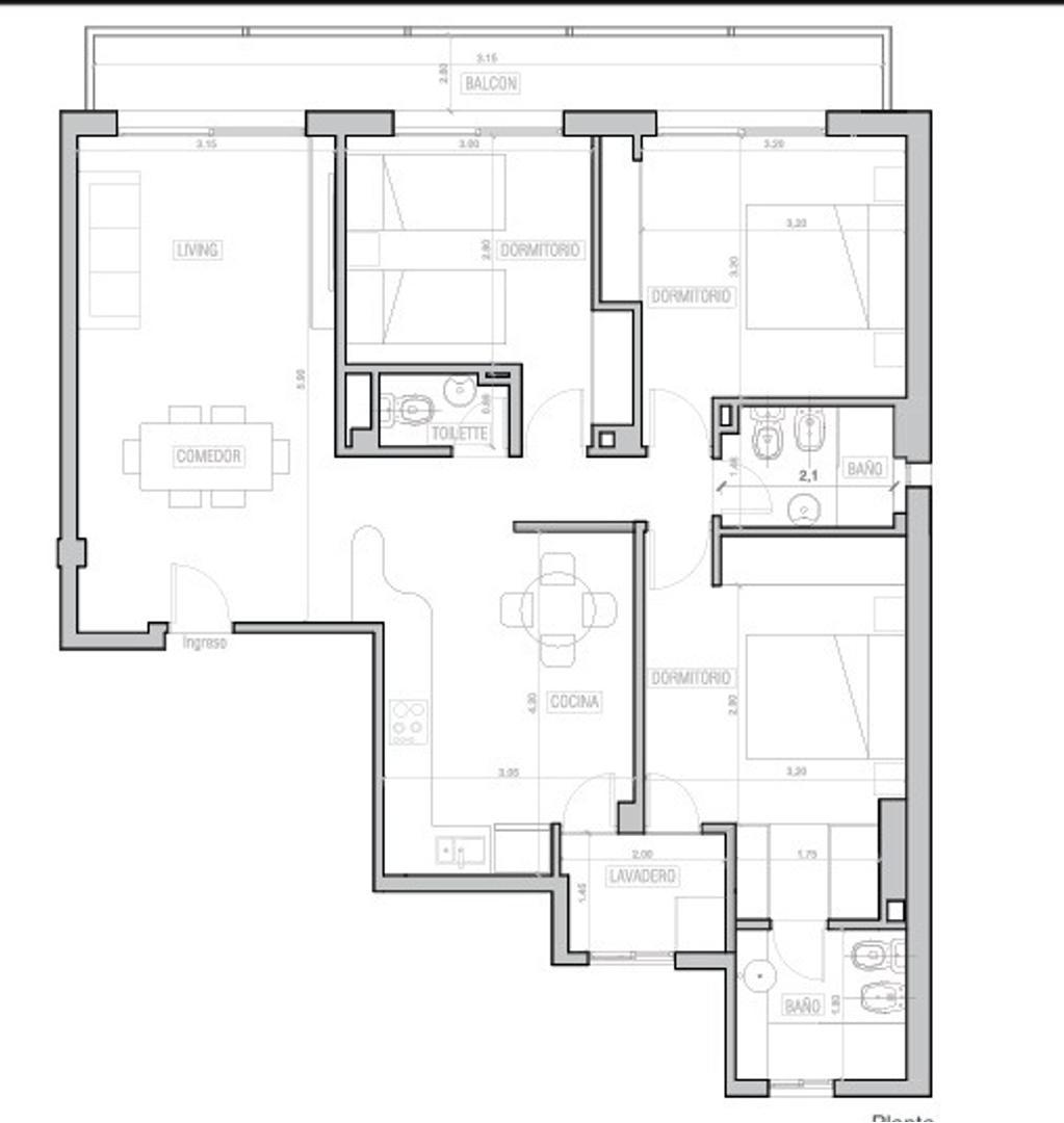 Departamento 3 dormitorios San Juan 1277 Rosario