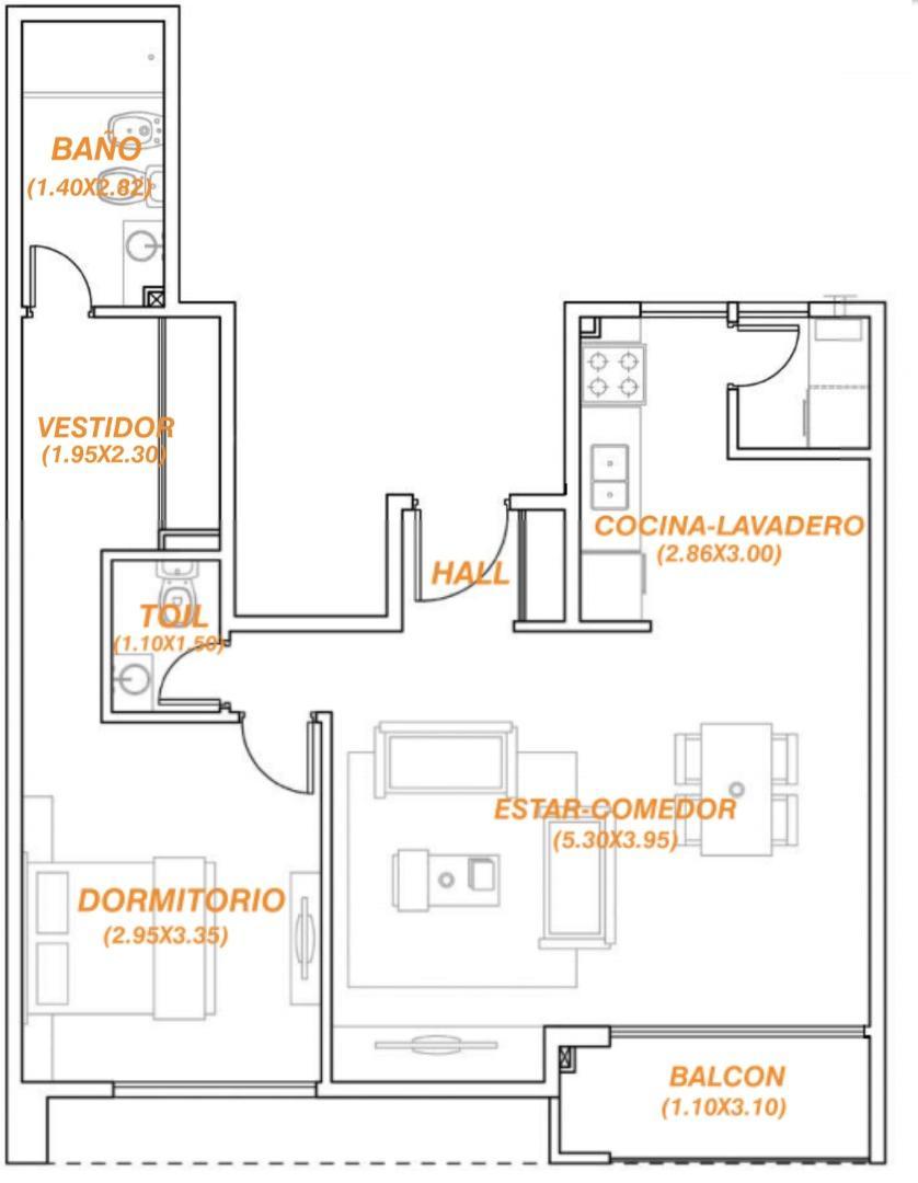 Departamento en Venta de 1 dormitorio