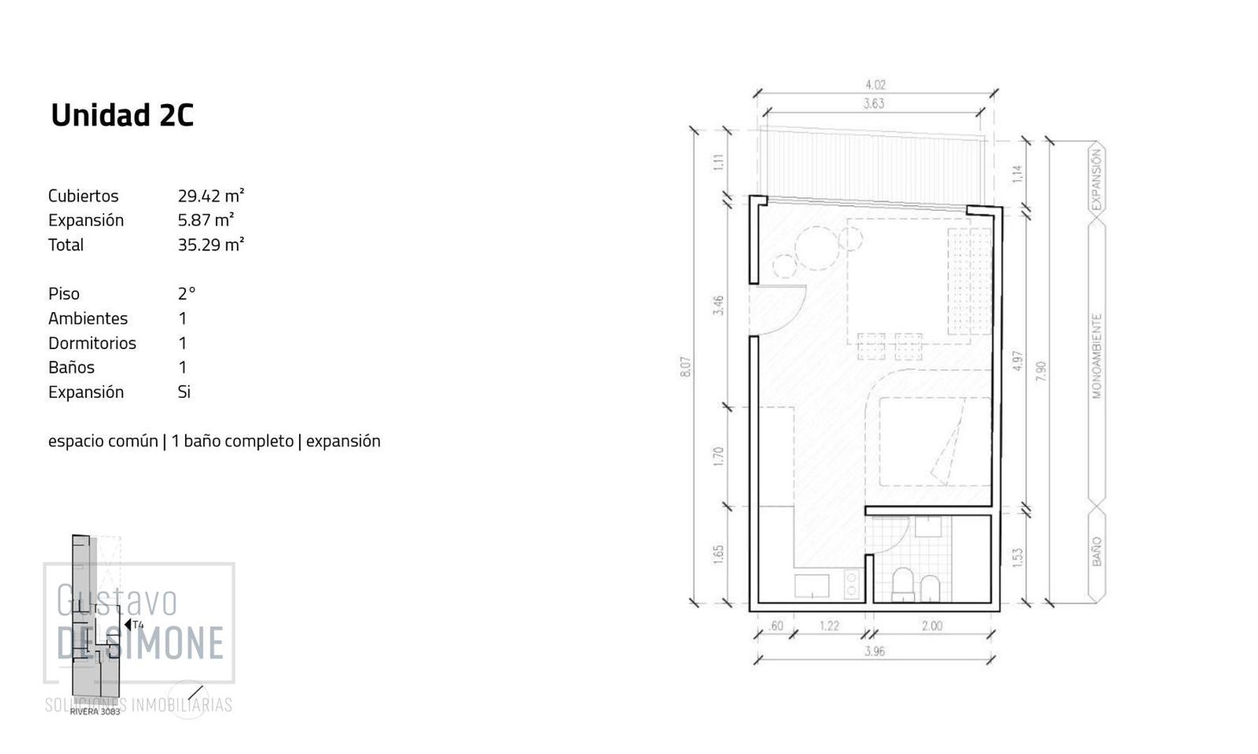Departamento en Venta de Monoambiente