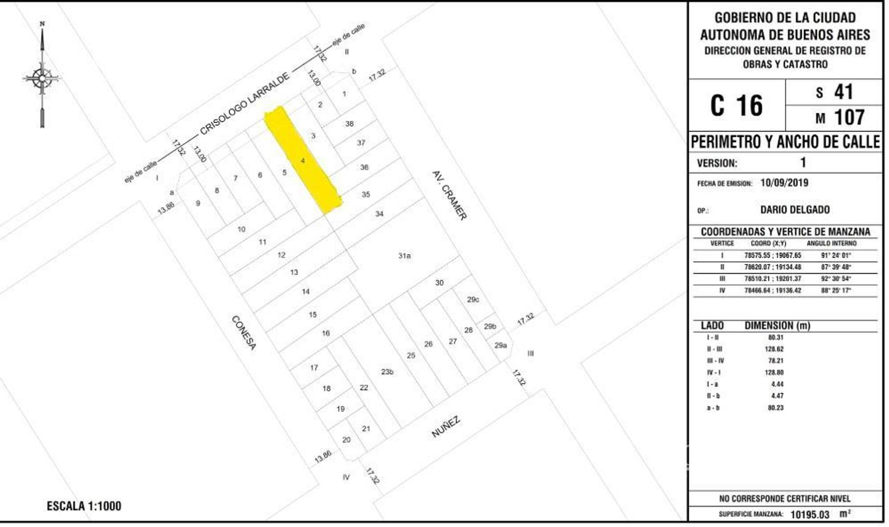 Terreno en Venta en Nuñez, USD 950.000