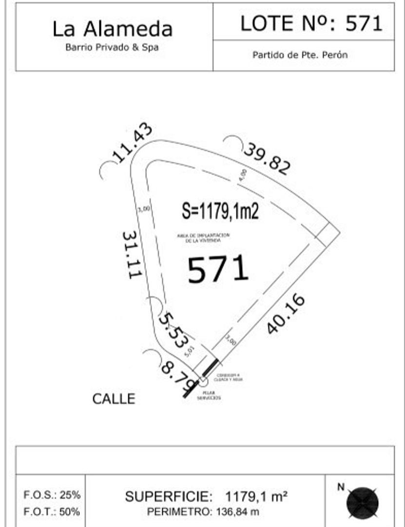 Terreno en Venta de 1179,0 m2