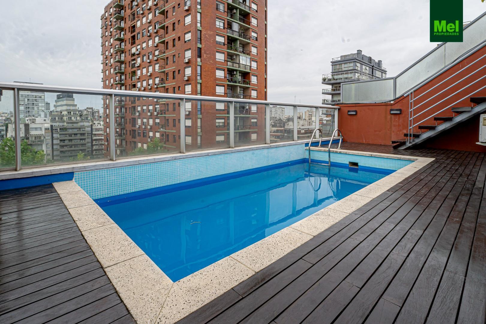 2 ambiente al frente con balcón, pileta, SUM, parrilla