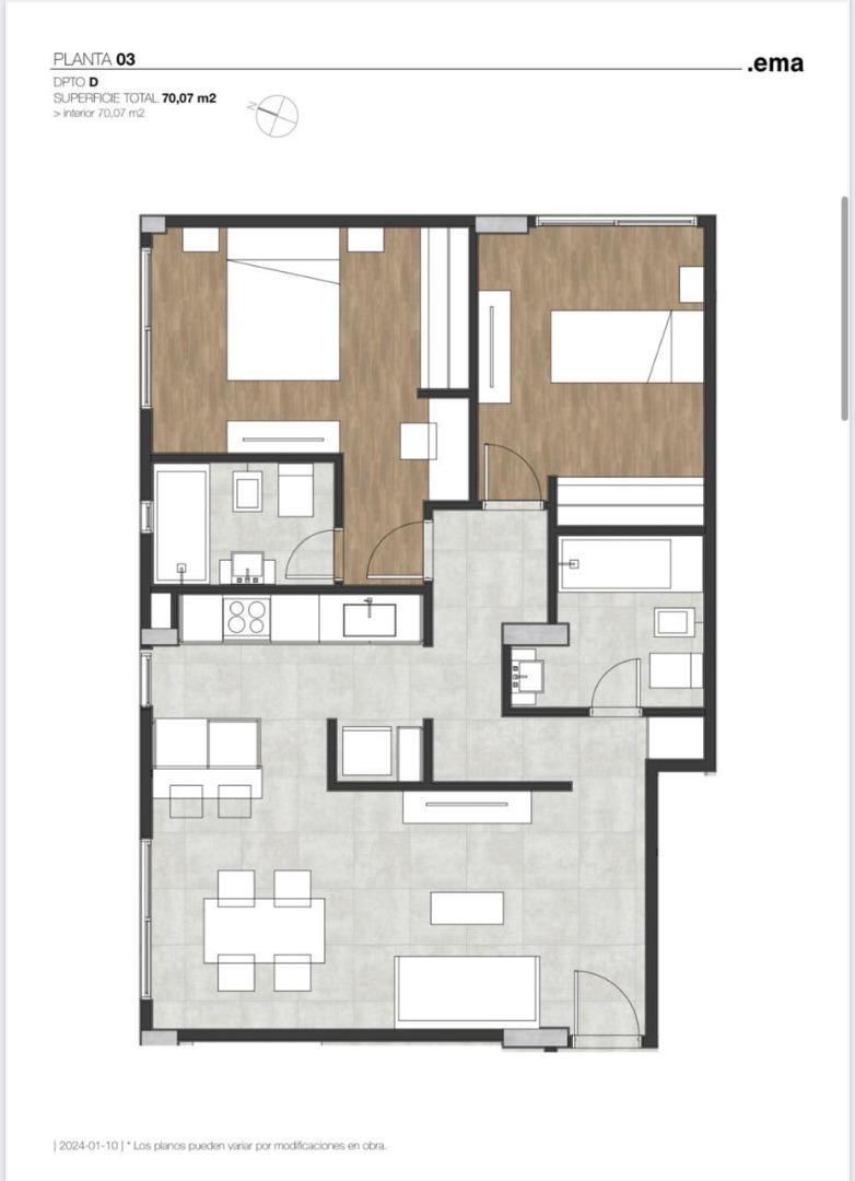 Departamento en Venta de 2 dormitorios