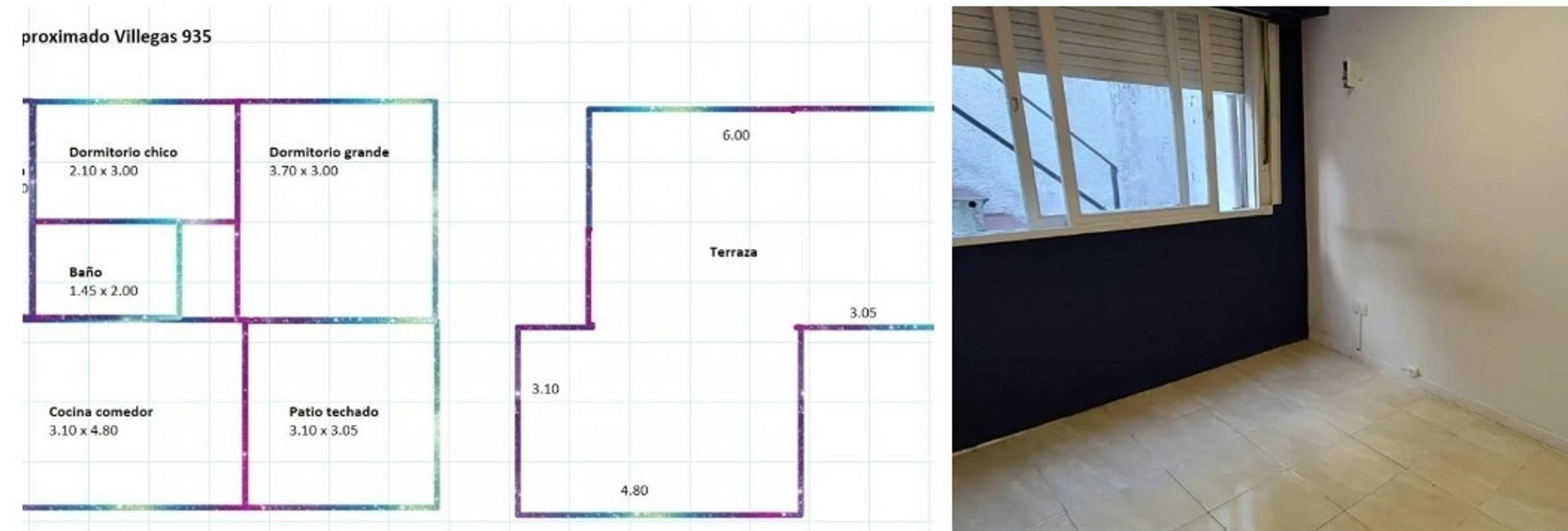 Depto Tipo Casa 3 ambientes con 1 baño