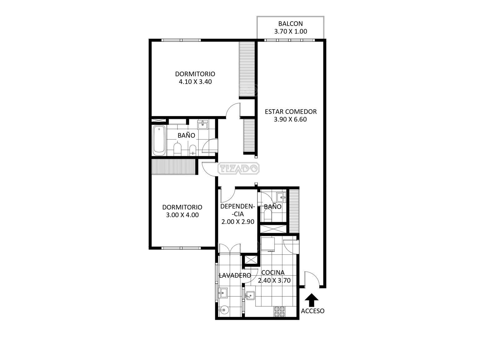 Departamento en Venta de 3 ambientes