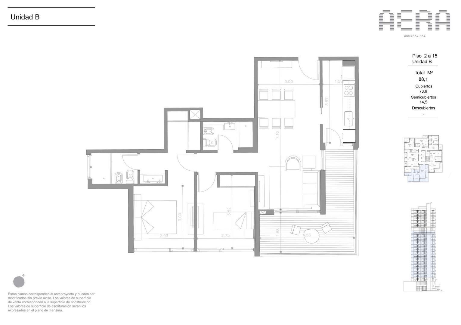 Departamento 3 ambientes con 2 baños