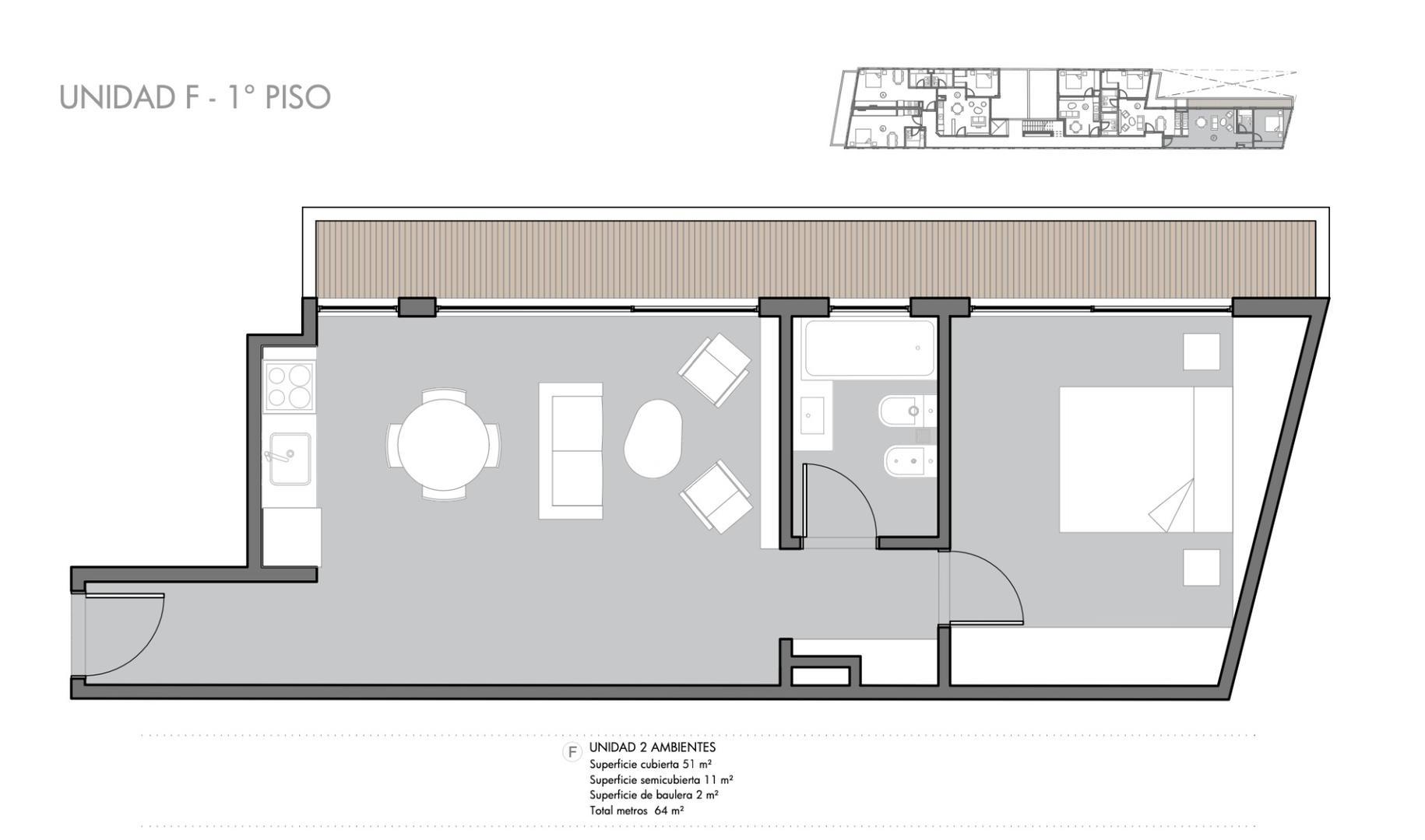 Departamento en Venta de 1 dormitorio