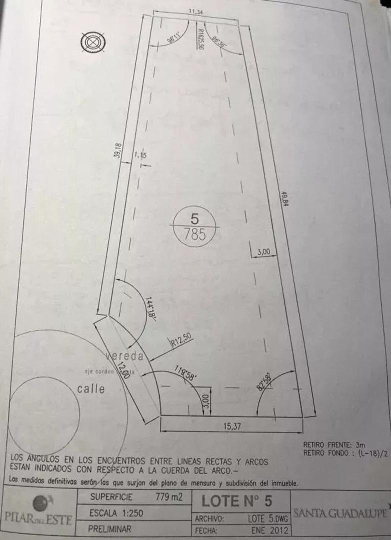 Terreno en Venta en Pilar del Este - Santa Guadalupe, USD 85.000