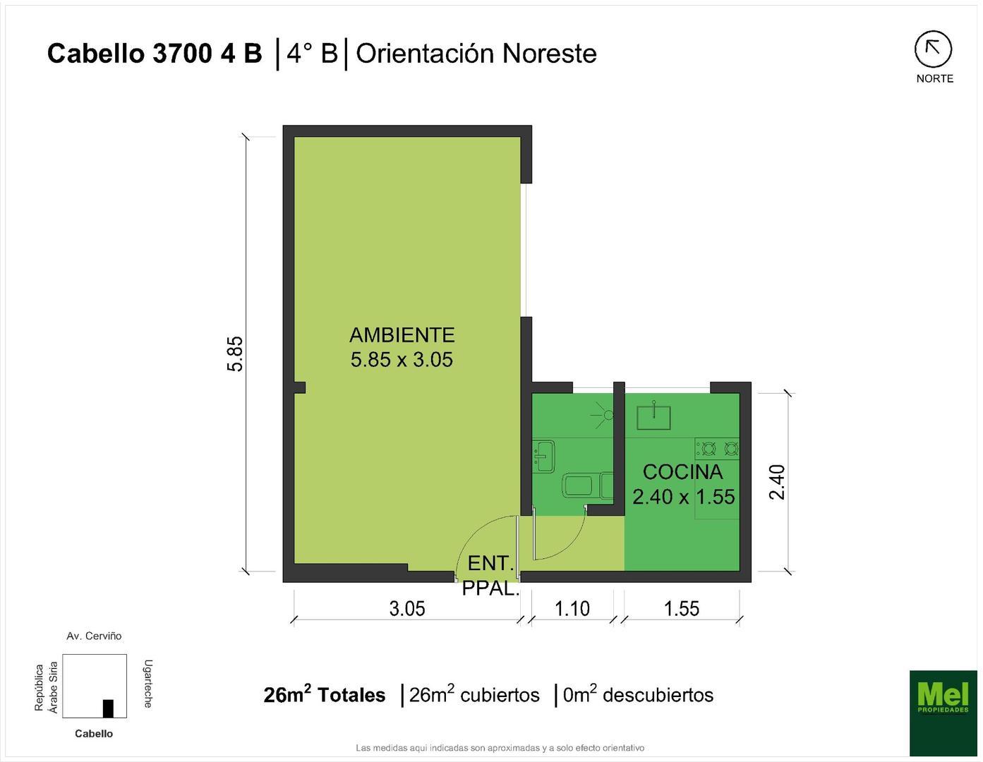 Cabello 3715 , Piso 4 B