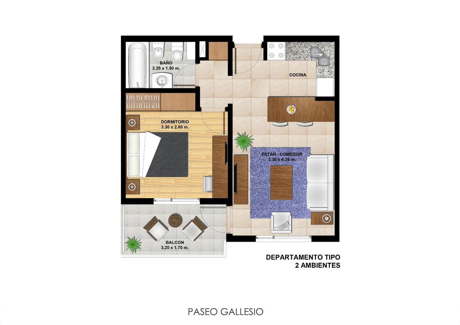Departamento en Venta de 2 ambientes