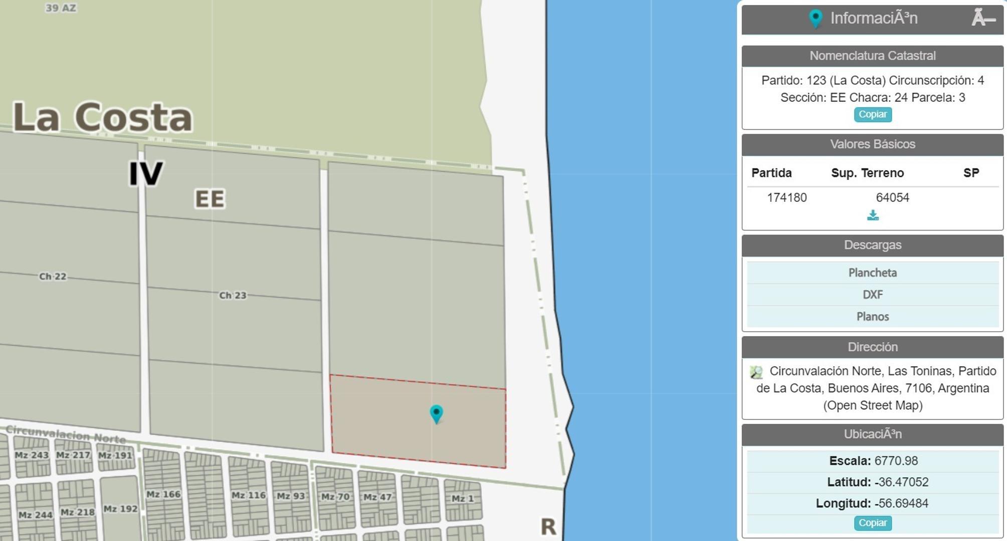 Campo en venta frente al mar en Las Toninas.