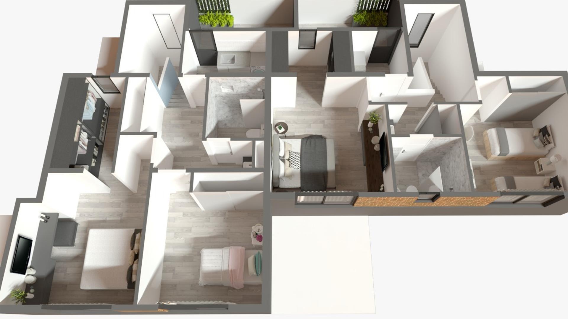 Depto Tipo Casa 3 ambientes con 2 baños