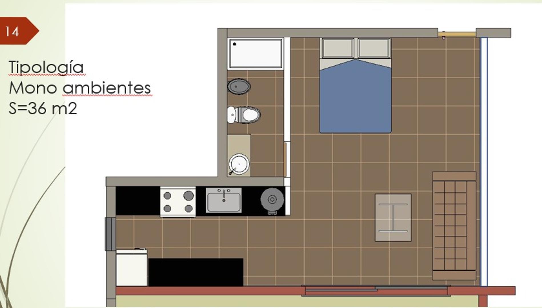 Departamento Monoambiente con 1 baño