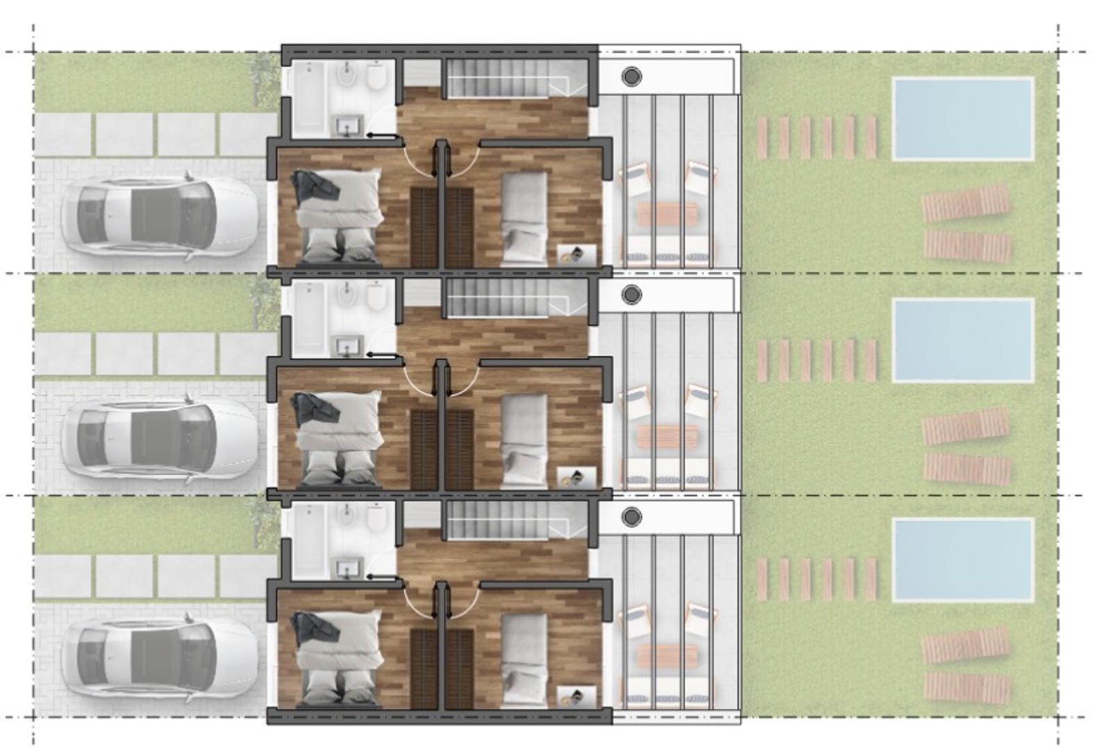Casa 3 ambientes con 2 baños