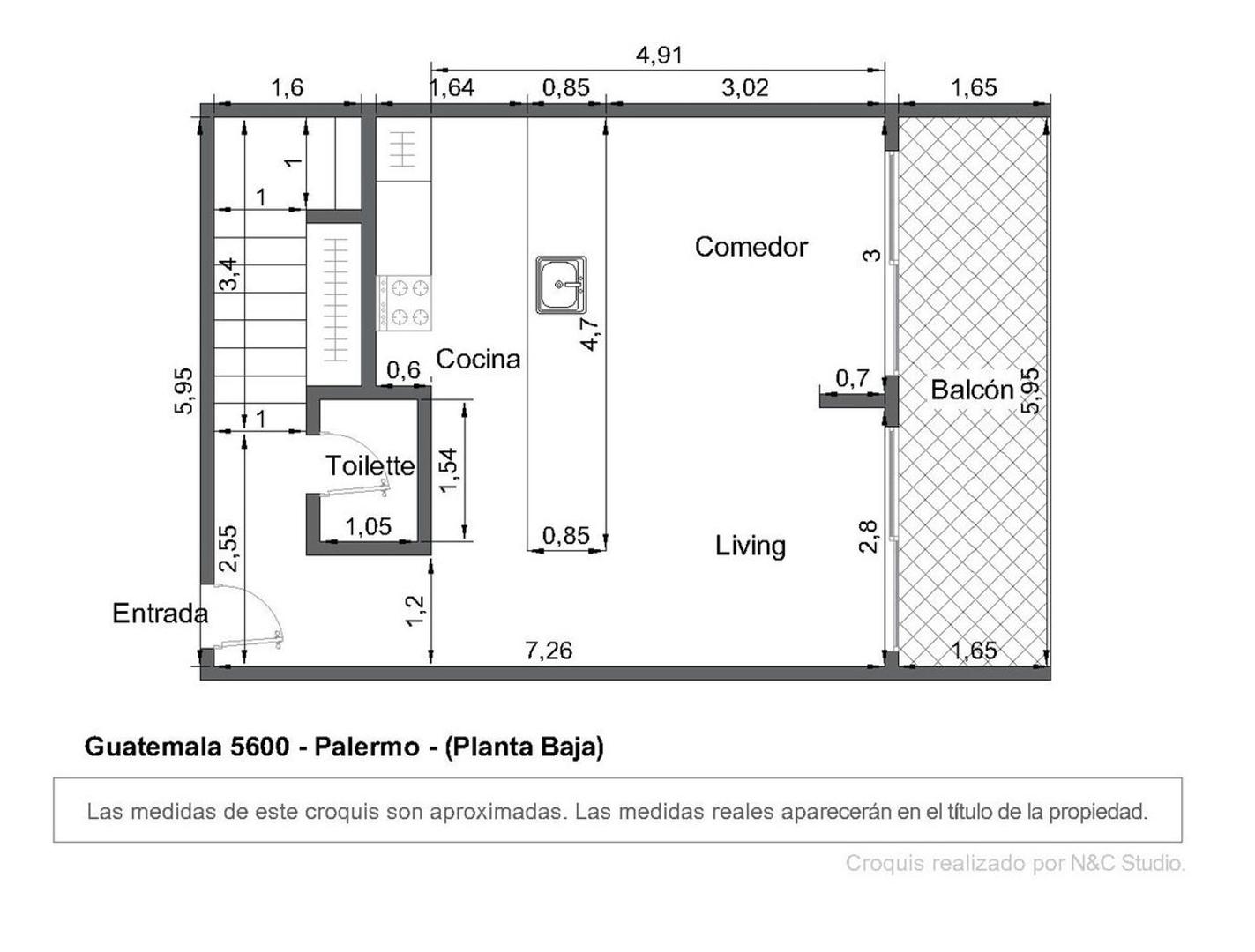 Departamento 3 ambientes con 2 baños