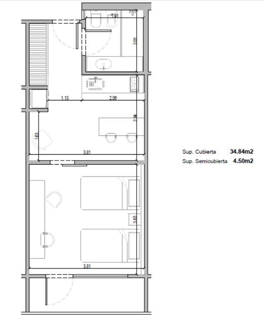 Departamento en Venta de 1 dormitorio