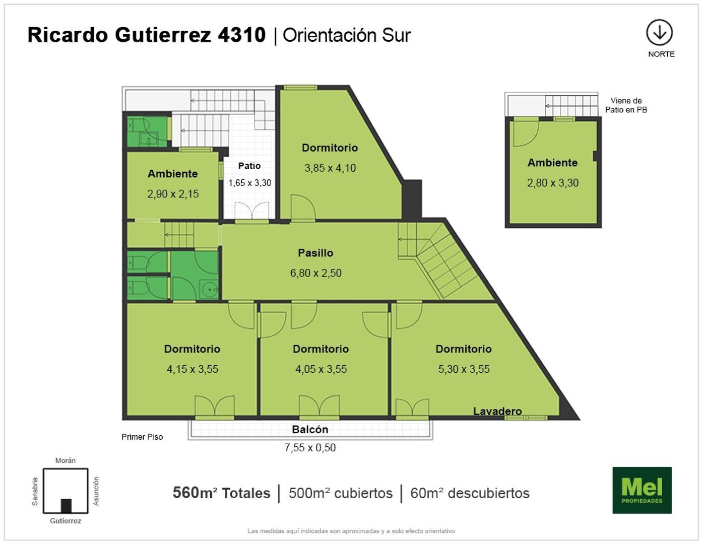 Oficina 6 ambientes con 4 baños