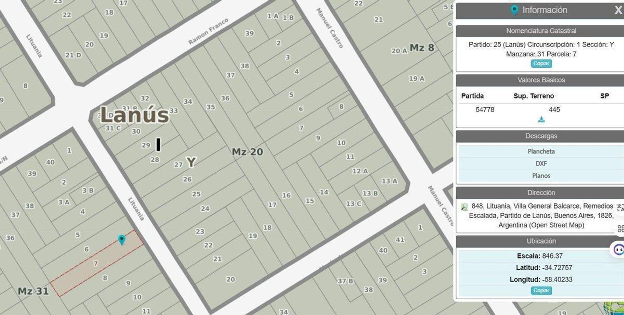 LOTE 8.66 X 51 PARA 800 MTS VENDIBLES APROX