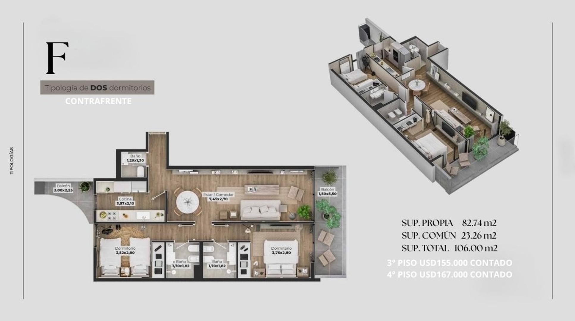 Departamento en Venta de 3 ambientes