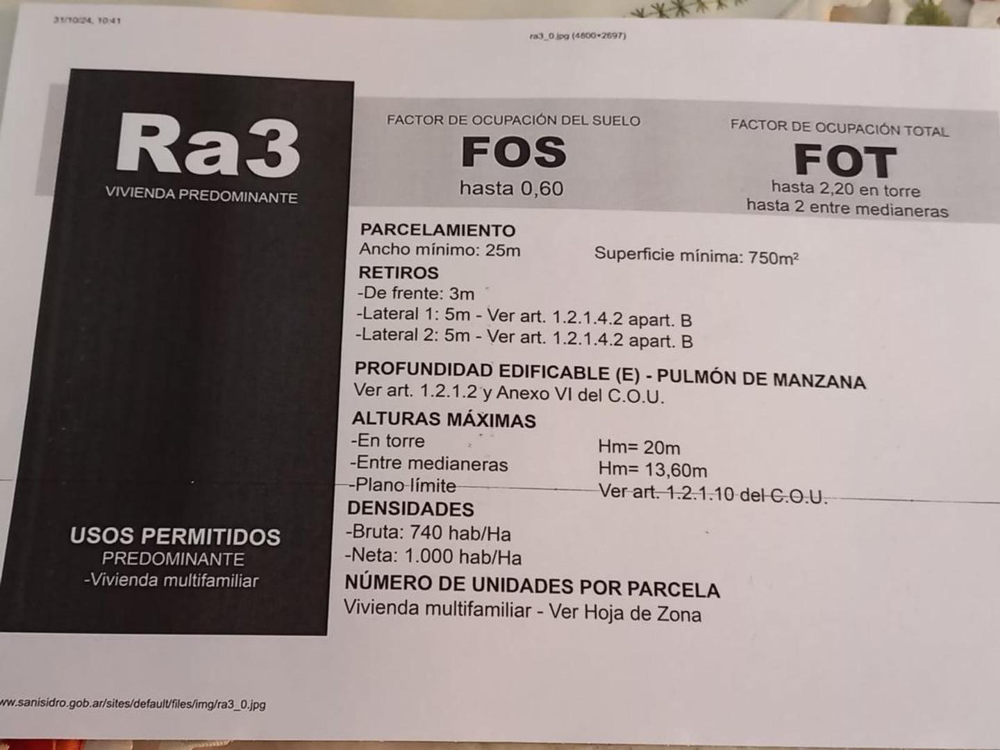 Terreno en Venta 27  mts Fondo