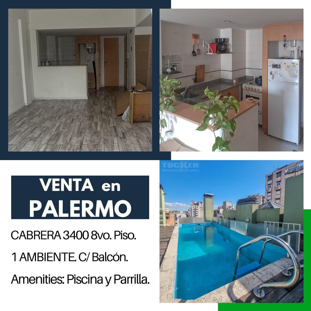 1 amb edificio con piscina y parrilla de uso común.