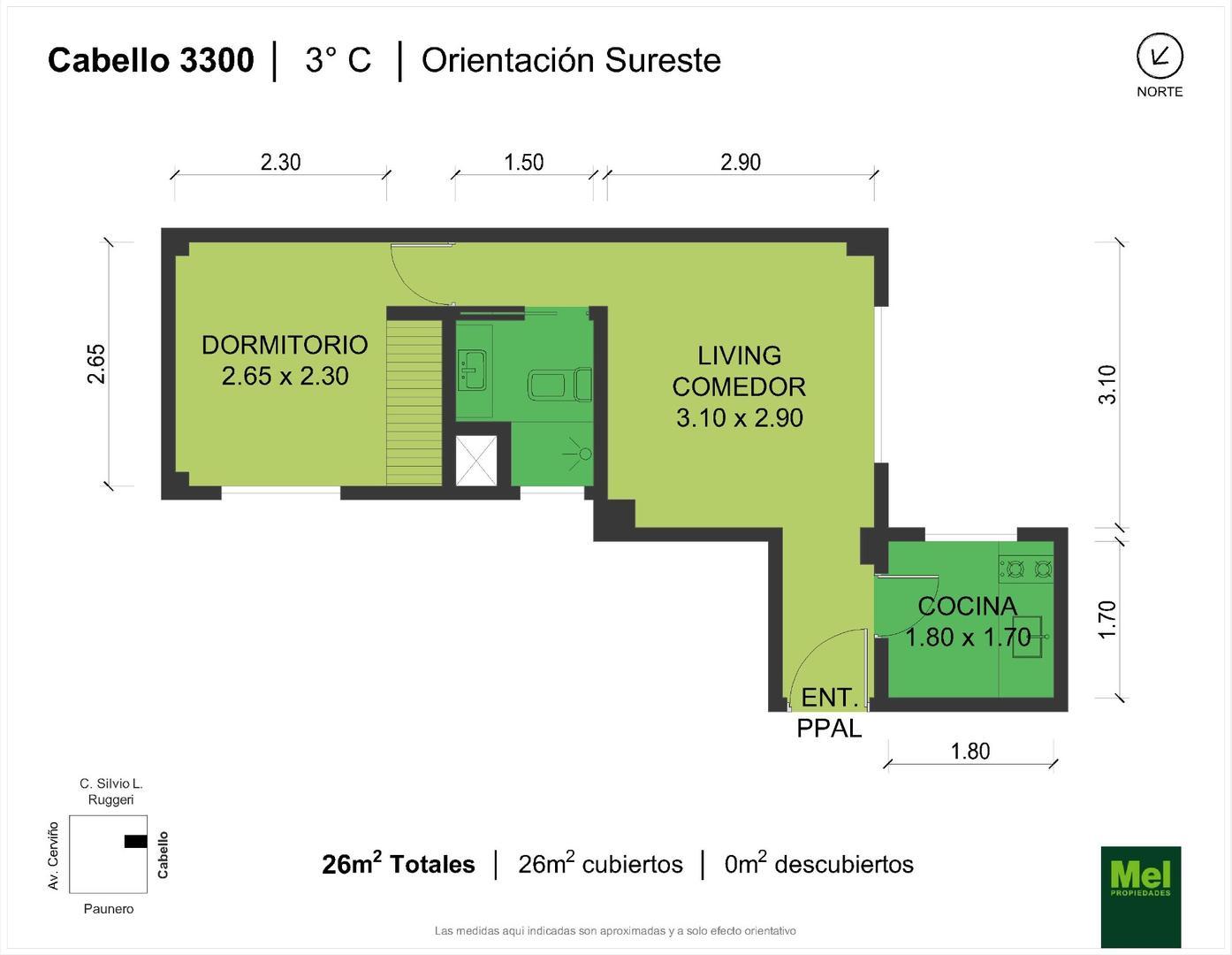 Cabello 3300, Piso 3
