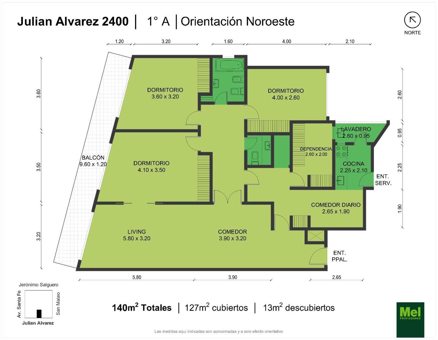 Julian Alvarez 2400, Piso 1