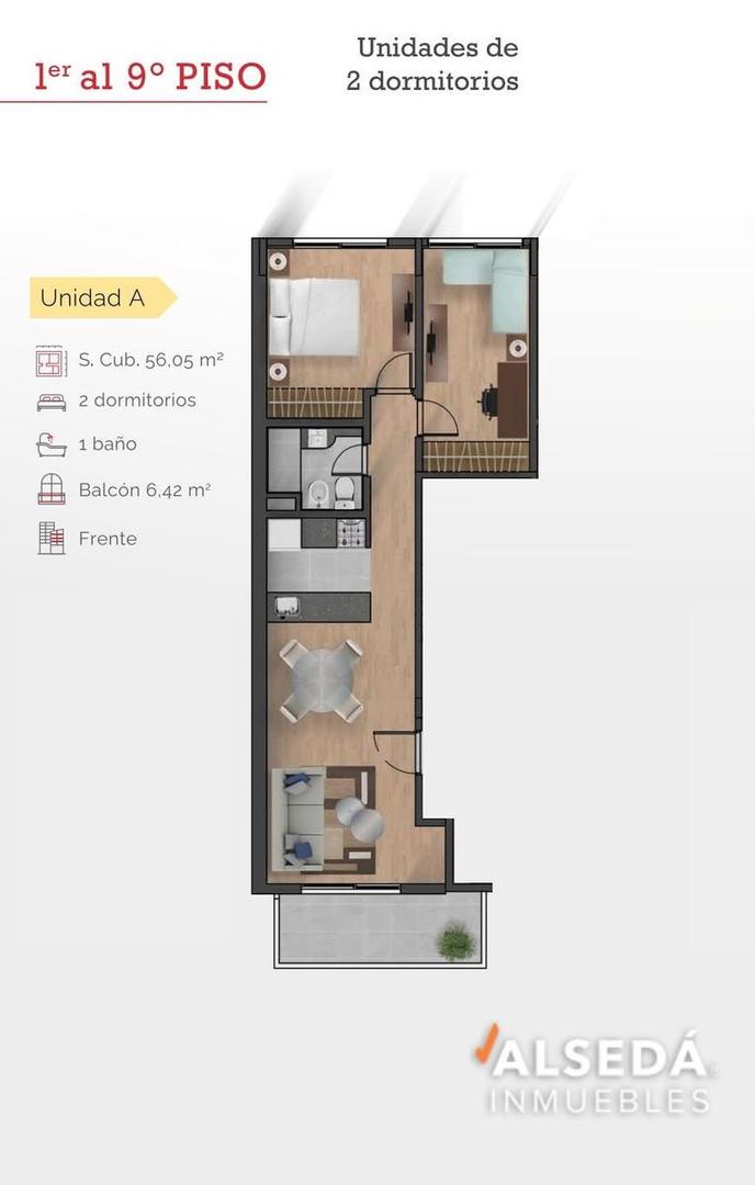 Departamento en Venta en Abasto, USD 79.962