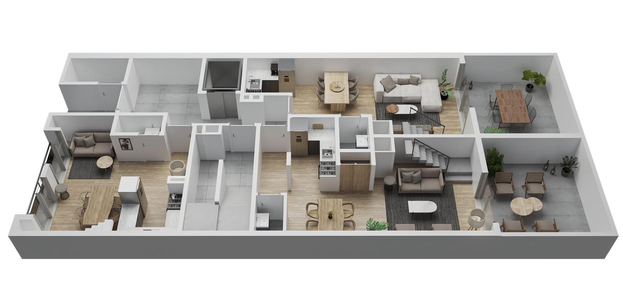 Departamento 2 ambientes con 2 baños