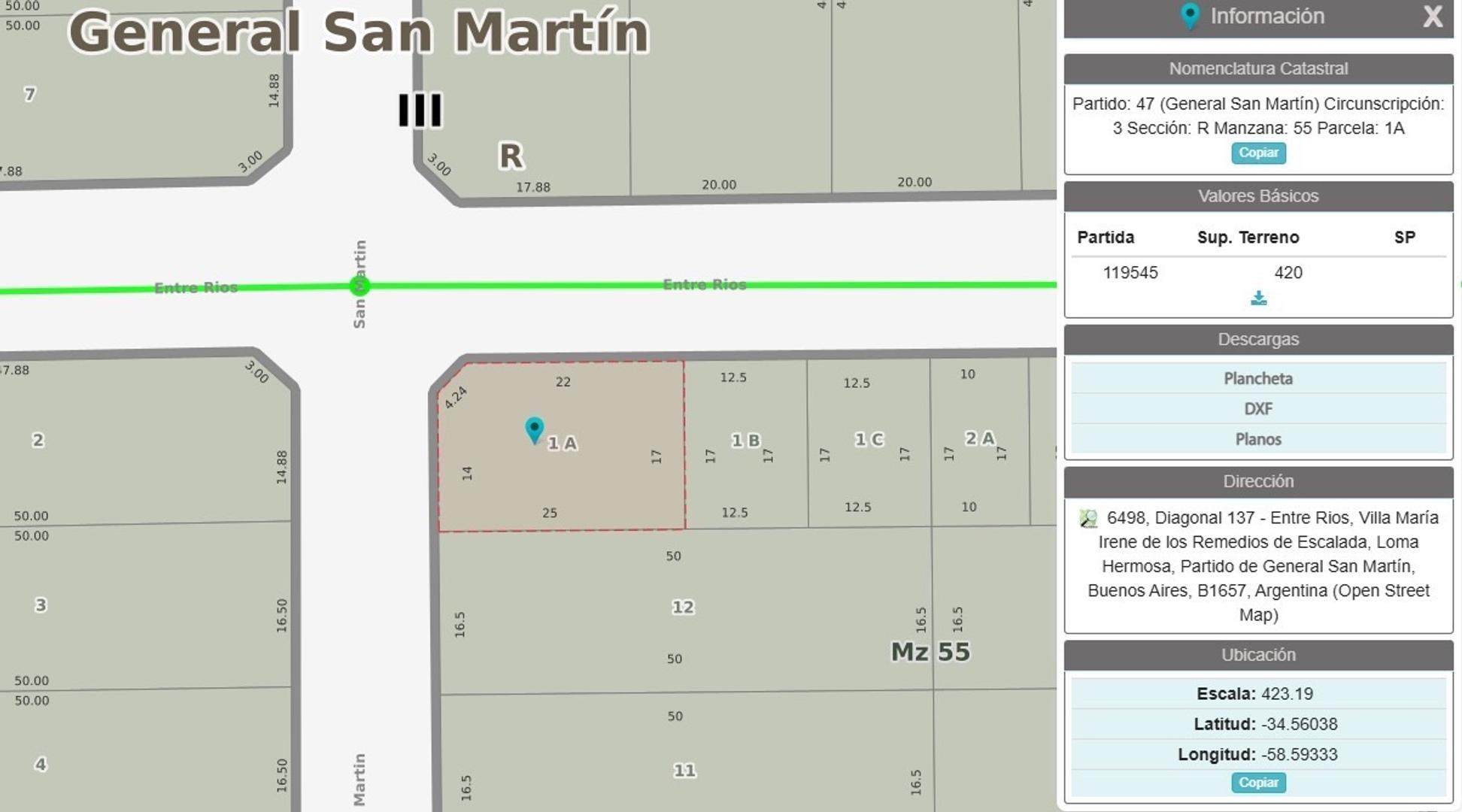 LOTE INDUSTRIAL ESQUINA  425MTS
