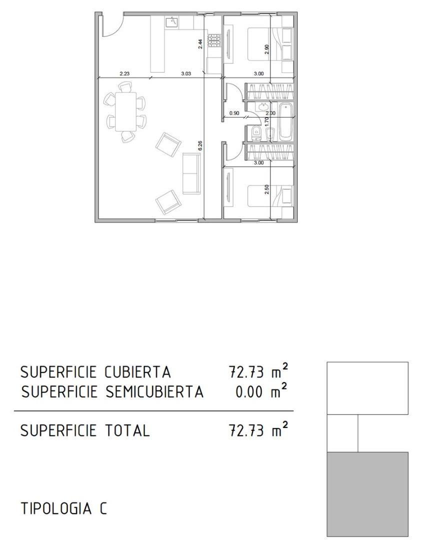 Departamento 3 ambientes con 1 baño