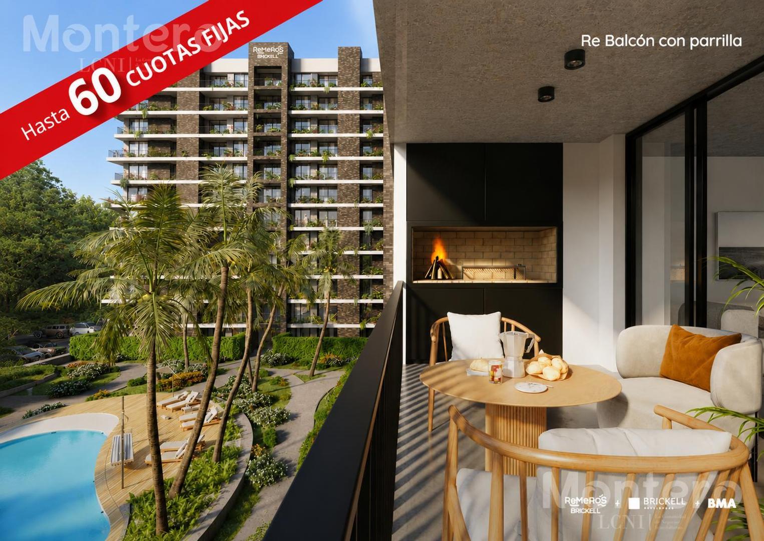 Departamento en  Remeros Brickell - 2 amb. - Hasta 60 cuotas fijas en Dolares